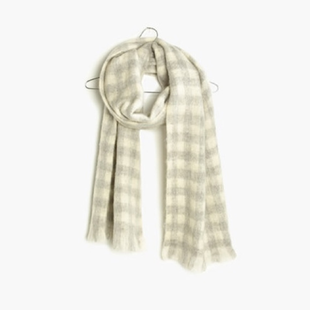 Madewell Buffalo Check Scarf Ivory/Grey NWT
